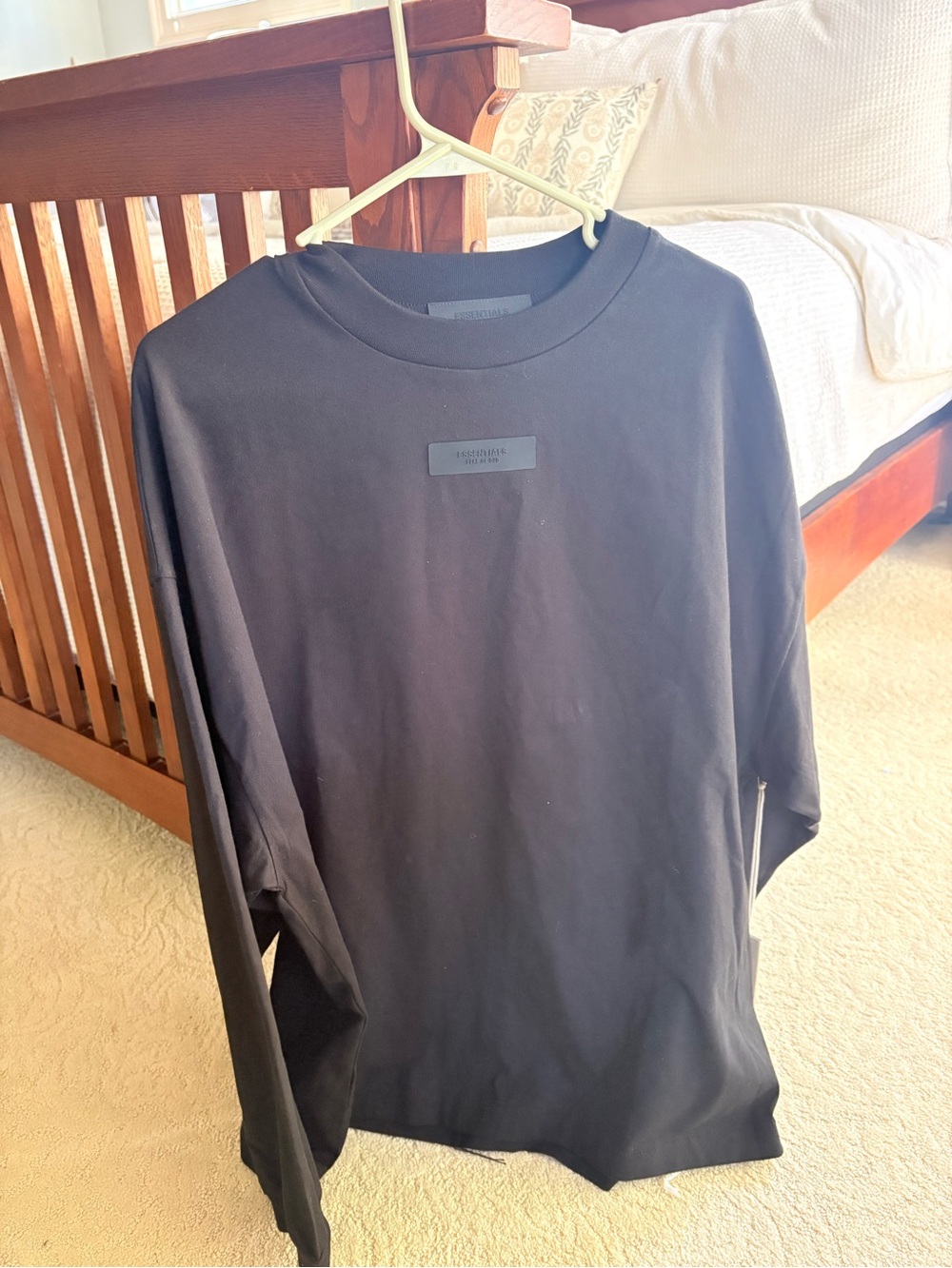 Essentials Black Long-Sleeve Crewneck Shirt